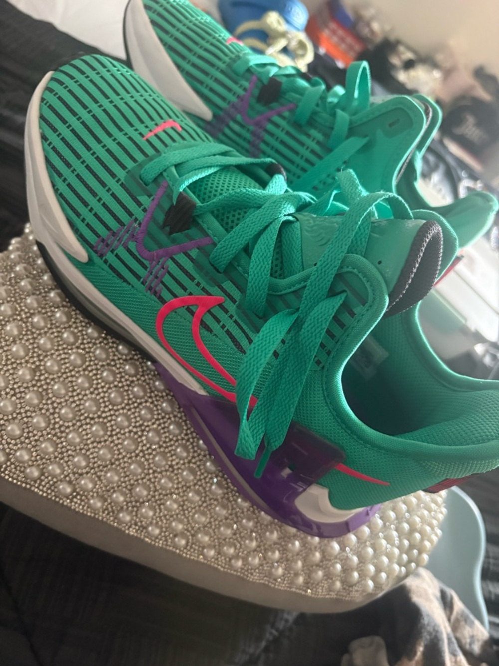 Nike Women’s Teal Running Sneakers with Pink & Purple Highlights